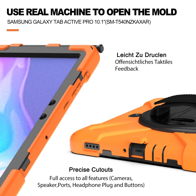 For Samsung Galaxy Tab Active Pro T540 / T545 / Tab Active4 Pro Shockproof Colorful Silicone + PC Protective Case with Holder & Hand Grip Strap(Orange) - Other Galaxy Tab PC by buy2fix | Online Shopping UK | buy2fix