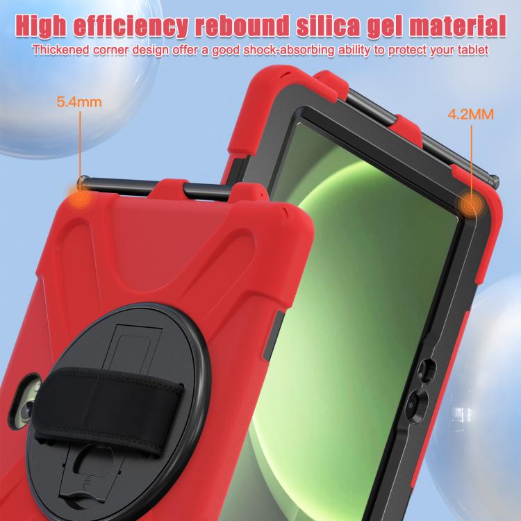 For Samsung Galaxy Tab Active Pro 10.1 inch 2019 / Tab Active4 Pro 2022 / Active 5 Pro 2025 Shockproof Colorful Silicone + PC Protective Case with Holder & Hand Grip Strap(Red) - Other Galaxy Tab PC by buy2fix | Online Shopping UK | buy2fix