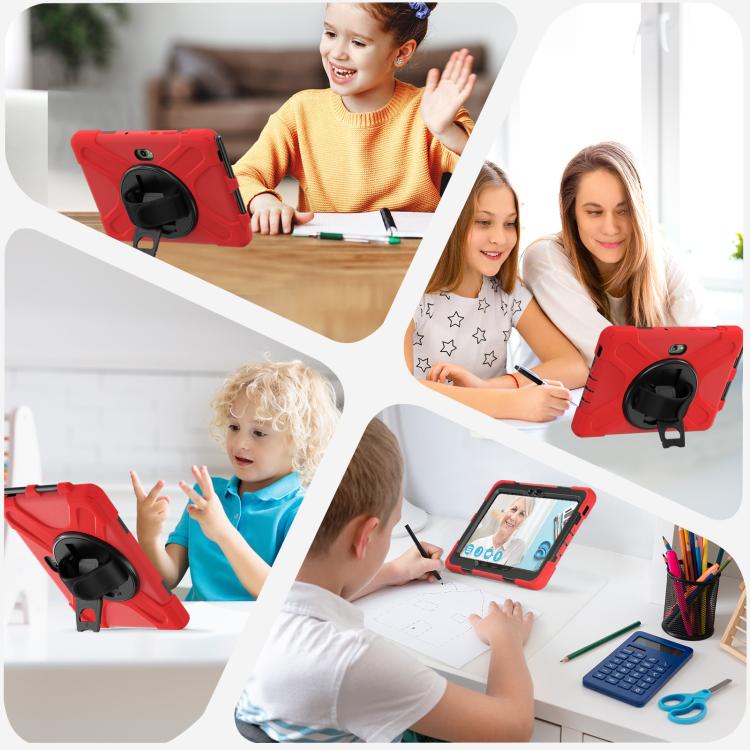 For Samsung Galaxy Tab Active Pro 10.1 inch 2019 / Tab Active4 Pro 2022 / Active 5 Pro 2025 Shockproof Colorful Silicone + PC Protective Case with Holder & Hand Grip Strap(Red) - Other Galaxy Tab PC by buy2fix | Online Shopping UK | buy2fix