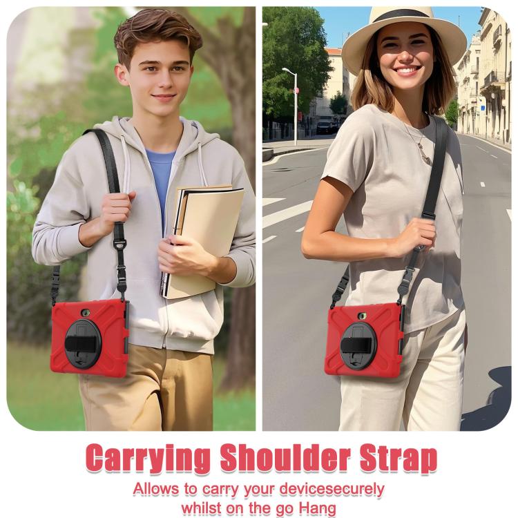 For Samsung Galaxy Tab Active Pro 10.1 inch 2019 / Tab Active4 Pro 2022 / Active 5 Pro 2025 Shockproof Colorful Silicone + PC Protective Case with Holder & Hand Grip Strap(Red) - Other Galaxy Tab PC by buy2fix | Online Shopping UK | buy2fix