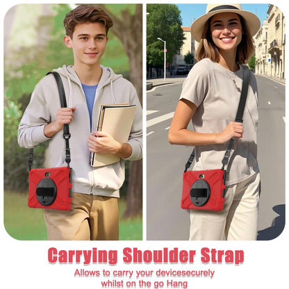 For Samsung Galaxy Tab Active Pro 10.1 inch 2019 / Tab Active4 Pro 2022 / Active 5 Pro 2025 Shockproof Colorful Silicone + PC Protective Case with Holder & Hand Grip Strap(Red) - Other Galaxy Tab PC by buy2fix | Online Shopping UK | buy2fix