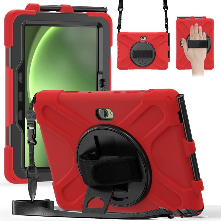 For Samsung Galaxy Tab Active Pro 10.1 inch 2019 / Tab Active4 Pro 2022 / Active 5 Pro 2025 Shockproof Colorful Silicone + PC Protective Case with Holder & Hand Grip Strap(Red) - Other Galaxy Tab PC by buy2fix | Online Shopping UK | buy2fix