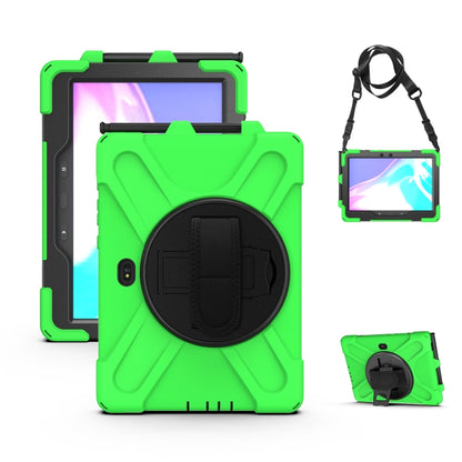 For Samsung Galaxy Tab Active Pro T540 / T545 / Tab Active4 Pro Shockproof Colorful Silicone + PC Protective Case with Holder & Hand Grip Strap(Green) - Other Galaxy Tab PC by buy2fix | Online Shopping UK | buy2fix
