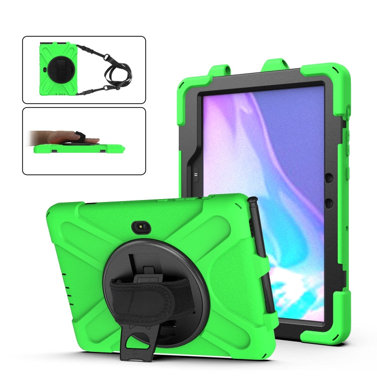 For Samsung Galaxy Tab Active Pro T540 / T545 / Tab Active4 Pro Shockproof Colorful Silicone + PC Protective Case with Holder & Hand Grip Strap(Green) - Other Galaxy Tab PC by buy2fix | Online Shopping UK | buy2fix