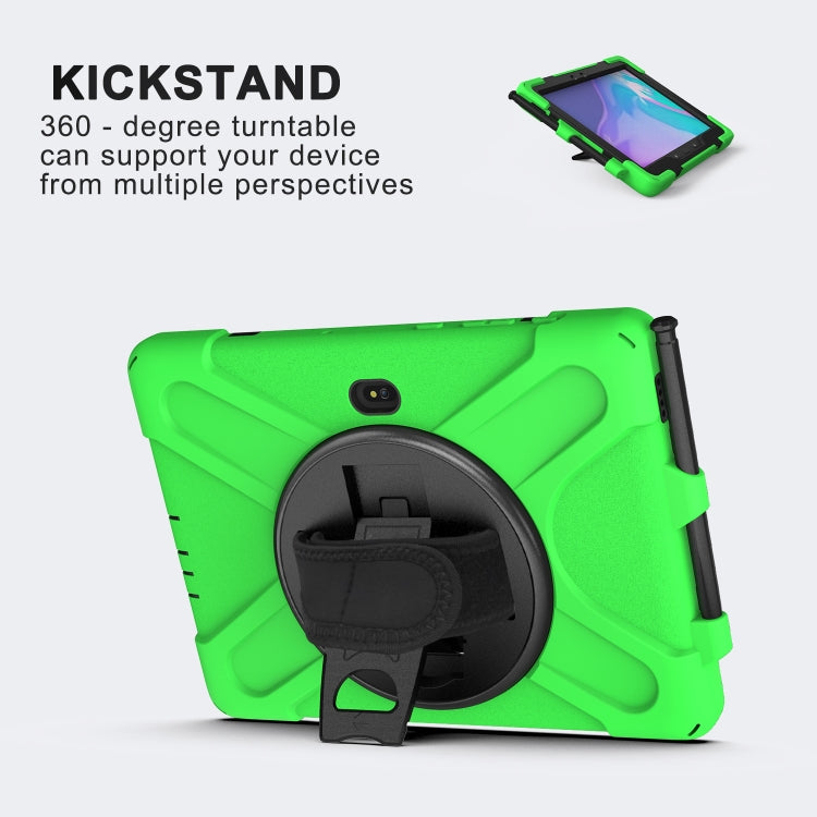 For Samsung Galaxy Tab Active Pro T540 / T545 / Tab Active4 Pro Shockproof Colorful Silicone + PC Protective Case with Holder & Hand Grip Strap(Green) - Other Galaxy Tab PC by buy2fix | Online Shopping UK | buy2fix