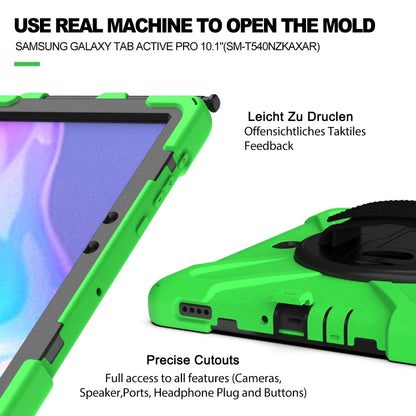 For Samsung Galaxy Tab Active Pro T540 / T545 / Tab Active4 Pro Shockproof Colorful Silicone + PC Protective Case with Holder & Hand Grip Strap(Green) - Other Galaxy Tab PC by buy2fix | Online Shopping UK | buy2fix
