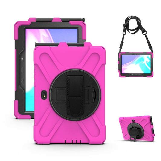 For Samsung Galaxy Tab Active Pro 10.1 inch 2019 / Tab Active4 Pro 2022 / Active 5 Pro 2025 Shockproof Colorful Silicone + PC Protective Case with Holder & Hand Grip Strap(Rose Red) - Other Galaxy Tab PC by buy2fix | Online Shopping UK | buy2fix