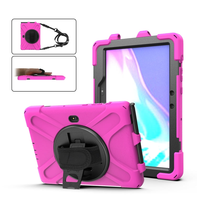 For Samsung Galaxy Tab Active Pro 10.1 inch 2019 / Tab Active4 Pro 2022 / Active 5 Pro 2025 Shockproof Colorful Silicone + PC Protective Case with Holder & Hand Grip Strap(Rose Red) - Other Galaxy Tab PC by buy2fix | Online Shopping UK | buy2fix