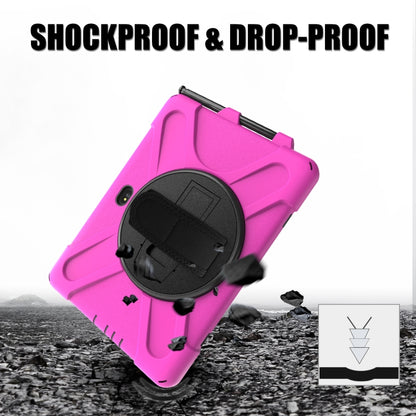 For Samsung Galaxy Tab Active Pro 10.1 inch 2019 / Tab Active4 Pro 2022 / Active 5 Pro 2025 Shockproof Colorful Silicone + PC Protective Case with Holder & Hand Grip Strap(Rose Red) - Other Galaxy Tab PC by buy2fix | Online Shopping UK | buy2fix