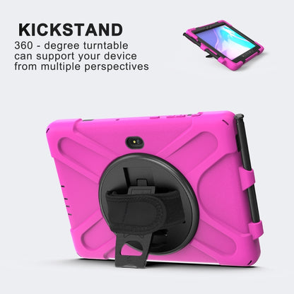 For Samsung Galaxy Tab Active Pro 10.1 inch 2019 / Tab Active4 Pro 2022 / Active 5 Pro 2025 Shockproof Colorful Silicone + PC Protective Case with Holder & Hand Grip Strap(Rose Red) - Other Galaxy Tab PC by buy2fix | Online Shopping UK | buy2fix