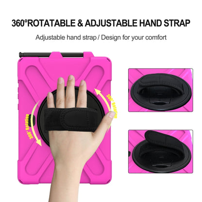 For Samsung Galaxy Tab Active Pro 10.1 inch 2019 / Tab Active4 Pro 2022 / Active 5 Pro 2025 Shockproof Colorful Silicone + PC Protective Case with Holder & Hand Grip Strap(Rose Red) - Other Galaxy Tab PC by buy2fix | Online Shopping UK | buy2fix