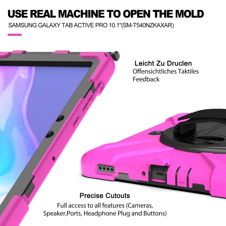 For Samsung Galaxy Tab Active Pro 10.1 inch 2019 / Tab Active4 Pro 2022 / Active 5 Pro 2025 Shockproof Colorful Silicone + PC Protective Case with Holder & Hand Grip Strap(Rose Red) - Other Galaxy Tab PC by buy2fix | Online Shopping UK | buy2fix
