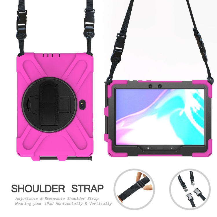 For Samsung Galaxy Tab Active Pro 10.1 inch 2019 / Tab Active4 Pro 2022 / Active 5 Pro 2025 Shockproof Colorful Silicone + PC Protective Case with Holder & Hand Grip Strap(Rose Red) - Other Galaxy Tab PC by buy2fix | Online Shopping UK | buy2fix
