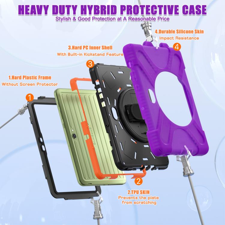 For Samsung Galaxy Tab Active Pro 10.1 inch 2019 / Tab Active4 Pro 2022 / Active 5 Pro 2025 Shockproof Colorful Silicone + PC Protective Case with Holder & Hand Grip Strap(Purple) - Other Galaxy Tab PC by buy2fix | Online Shopping UK | buy2fix