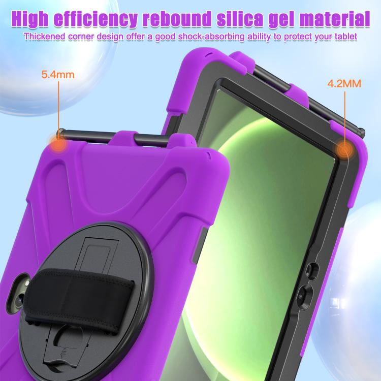 For Samsung Galaxy Tab Active Pro 10.1 inch 2019 / Tab Active4 Pro 2022 / Active 5 Pro 2025 Shockproof Colorful Silicone + PC Protective Case with Holder & Hand Grip Strap(Purple) - Other Galaxy Tab PC by buy2fix | Online Shopping UK | buy2fix