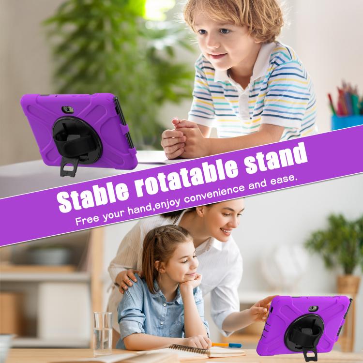 For Samsung Galaxy Tab Active Pro 10.1 inch 2019 / Tab Active4 Pro 2022 / Active 5 Pro 2025 Shockproof Colorful Silicone + PC Protective Case with Holder & Hand Grip Strap(Purple) - Other Galaxy Tab PC by buy2fix | Online Shopping UK | buy2fix