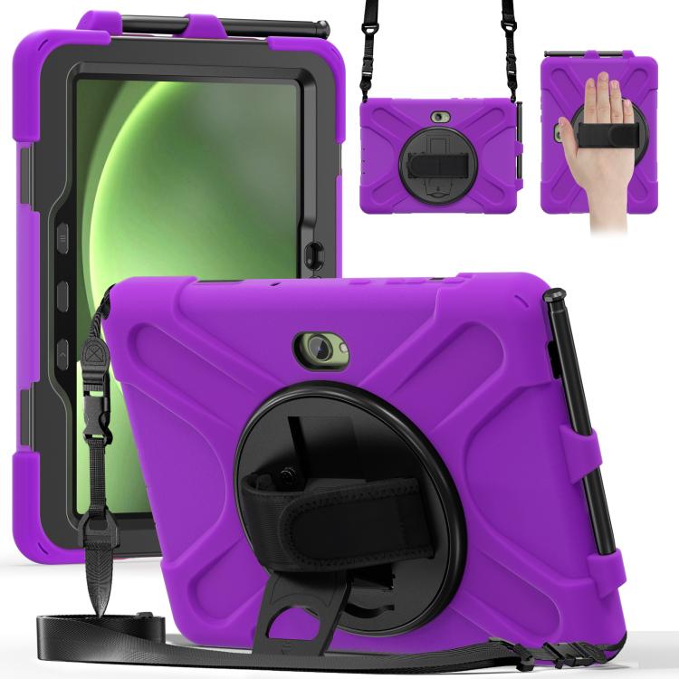 For Samsung Galaxy Tab Active Pro 10.1 inch 2019 / Tab Active4 Pro 2022 / Active 5 Pro 2025 Shockproof Colorful Silicone + PC Protective Case with Holder & Hand Grip Strap(Purple) - Other Galaxy Tab PC by buy2fix | Online Shopping UK | buy2fix