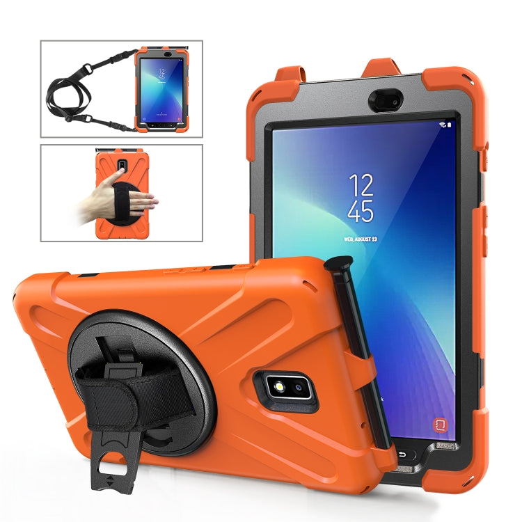 For Samsung Galaxy Tab Active 2 8.0 T390/T395/T397 Shockproof Colorful Silicone + PC Protective Case with Holder & Hand Grip Strap & Pen Slot(Orange) - Other Galaxy Tab PC by buy2fix | Online Shopping UK | buy2fix