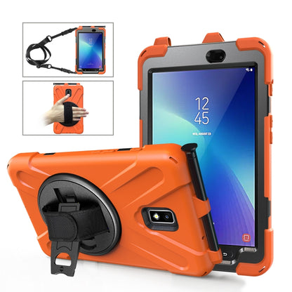 For Samsung Galaxy Tab Active 2 8.0 T390/T395/T397 Shockproof Colorful Silicone + PC Protective Case with Holder & Hand Grip Strap & Pen Slot(Orange) - Other Galaxy Tab PC by buy2fix | Online Shopping UK | buy2fix