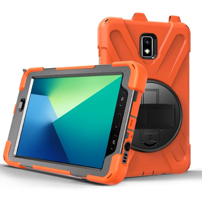 For Samsung Galaxy Tab Active 2 8.0 T390/T395/T397 Shockproof Colorful Silicone + PC Protective Case with Holder & Hand Grip Strap & Pen Slot(Orange) - Other Galaxy Tab PC by buy2fix | Online Shopping UK | buy2fix