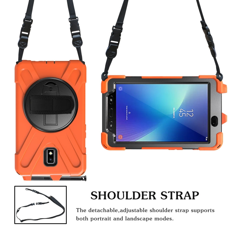 For Samsung Galaxy Tab Active 2 8.0 T390/T395/T397 Shockproof Colorful Silicone + PC Protective Case with Holder & Hand Grip Strap & Pen Slot(Orange) - Other Galaxy Tab PC by buy2fix | Online Shopping UK | buy2fix