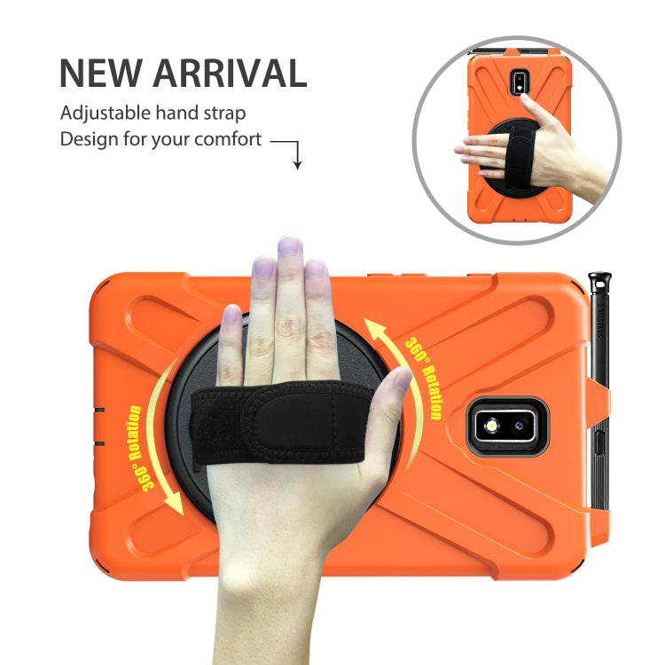 For Samsung Galaxy Tab Active 2 8.0 T390/T395/T397 Shockproof Colorful Silicone + PC Protective Case with Holder & Hand Grip Strap & Pen Slot(Orange) - Other Galaxy Tab PC by buy2fix | Online Shopping UK | buy2fix