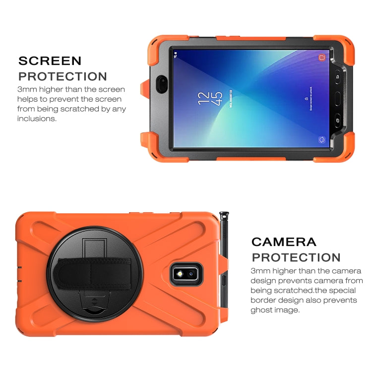 For Samsung Galaxy Tab Active 2 8.0 T390/T395/T397 Shockproof Colorful Silicone + PC Protective Case with Holder & Hand Grip Strap & Pen Slot(Orange) - Other Galaxy Tab PC by buy2fix | Online Shopping UK | buy2fix