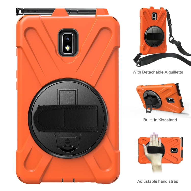 For Samsung Galaxy Tab Active 2 8.0 T390/T395/T397 Shockproof Colorful Silicone + PC Protective Case with Holder & Hand Grip Strap & Pen Slot(Orange) - Other Galaxy Tab PC by buy2fix | Online Shopping UK | buy2fix