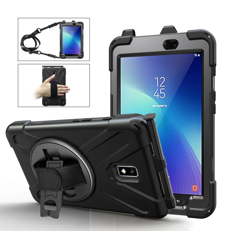 For Samsung Galaxy Tab Active 2 8.0 T390/T395/T397 Shockproof Colorful Silicone + PC Protective Case with Holder & Hand Grip Strap & Pen Slot(Black) - Other Galaxy Tab PC by buy2fix | Online Shopping UK | buy2fix