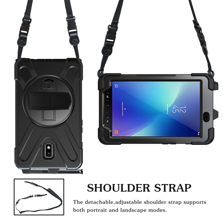 For Samsung Galaxy Tab Active 2 8.0 T390/T395/T397 Shockproof Colorful Silicone + PC Protective Case with Holder & Hand Grip Strap & Pen Slot(Black) - Other Galaxy Tab PC by buy2fix | Online Shopping UK | buy2fix