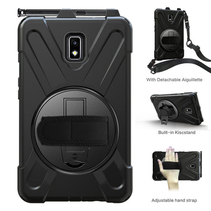 For Samsung Galaxy Tab Active 2 8.0 T390/T395/T397 Shockproof Colorful Silicone + PC Protective Case with Holder & Hand Grip Strap & Pen Slot(Black) - Other Galaxy Tab PC by buy2fix | Online Shopping UK | buy2fix