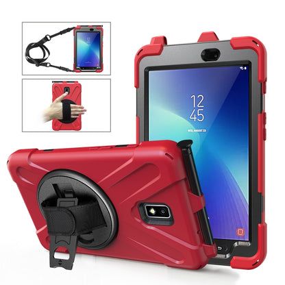 For Samsung Galaxy Tab Active 2 8.0 T390/T395/T397 Shockproof Colorful Silicone + PC Protective Case with Holder & Hand Grip Strap & Pen Slot(Red) - Other Galaxy Tab PC by buy2fix | Online Shopping UK | buy2fix