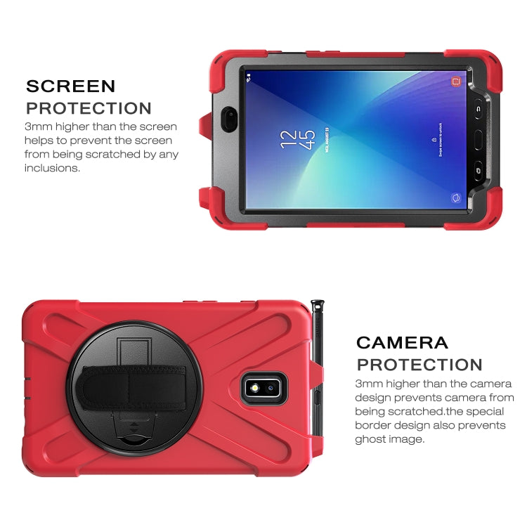 For Samsung Galaxy Tab Active 2 8.0 T390/T395/T397 Shockproof Colorful Silicone + PC Protective Case with Holder & Hand Grip Strap & Pen Slot(Red) - Other Galaxy Tab PC by buy2fix | Online Shopping UK | buy2fix