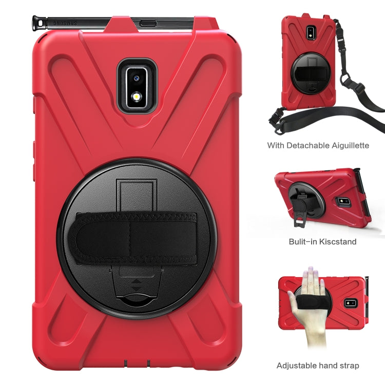 For Samsung Galaxy Tab Active 2 8.0 T390/T395/T397 Shockproof Colorful Silicone + PC Protective Case with Holder & Hand Grip Strap & Pen Slot(Red) - Other Galaxy Tab PC by buy2fix | Online Shopping UK | buy2fix