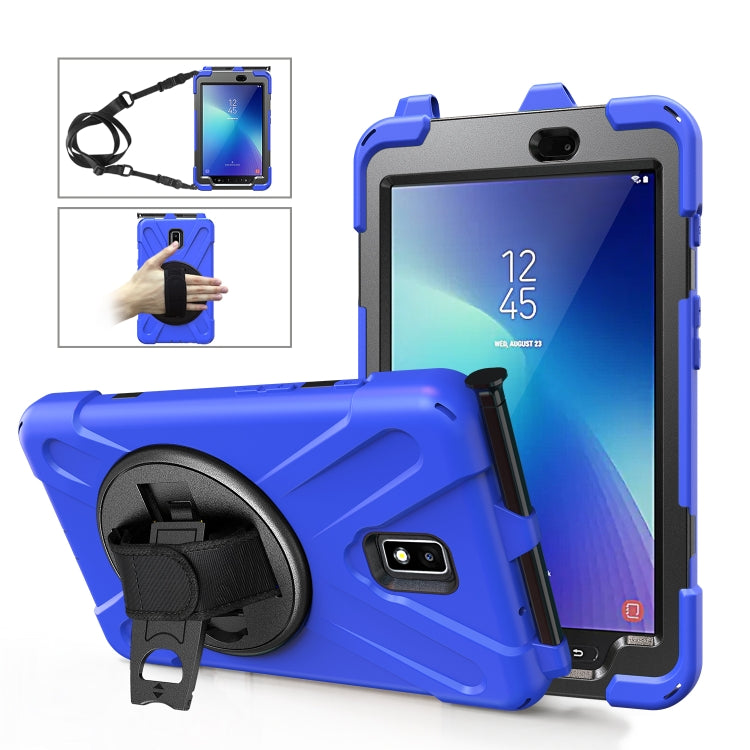 For Samsung Galaxy Tab Active 2 8.0 T390/T395/T397 Shockproof Colorful Silicone + PC Protective Case with Holder & Hand Grip Strap & Pen Slot(Blue) - Other Galaxy Tab PC by buy2fix | Online Shopping UK | buy2fix