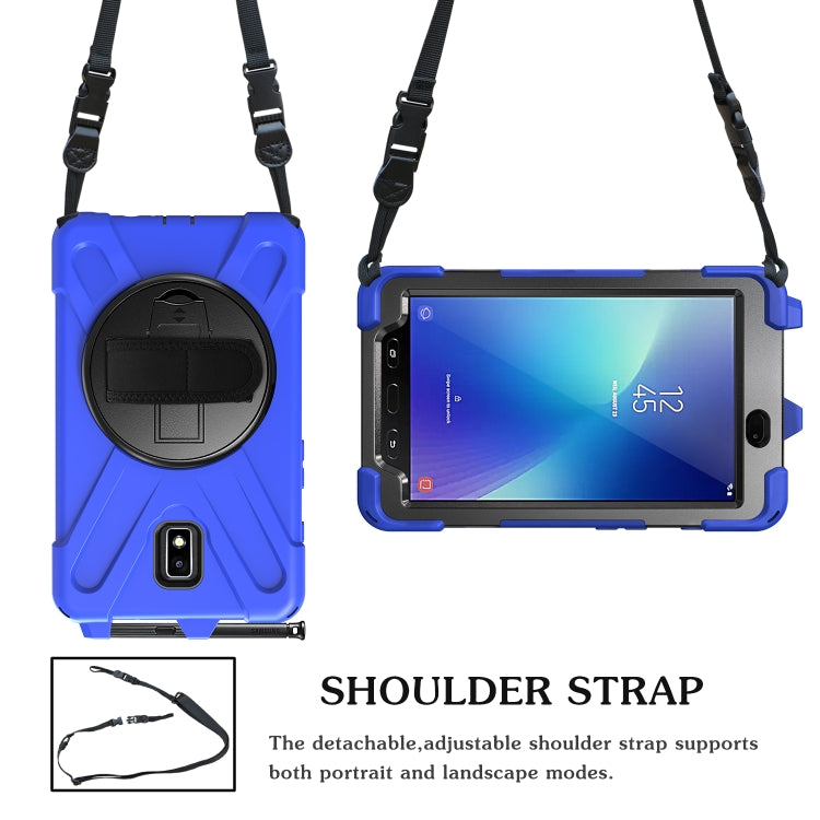 For Samsung Galaxy Tab Active 2 8.0 T390/T395/T397 Shockproof Colorful Silicone + PC Protective Case with Holder & Hand Grip Strap & Pen Slot(Blue) - Other Galaxy Tab PC by buy2fix | Online Shopping UK | buy2fix