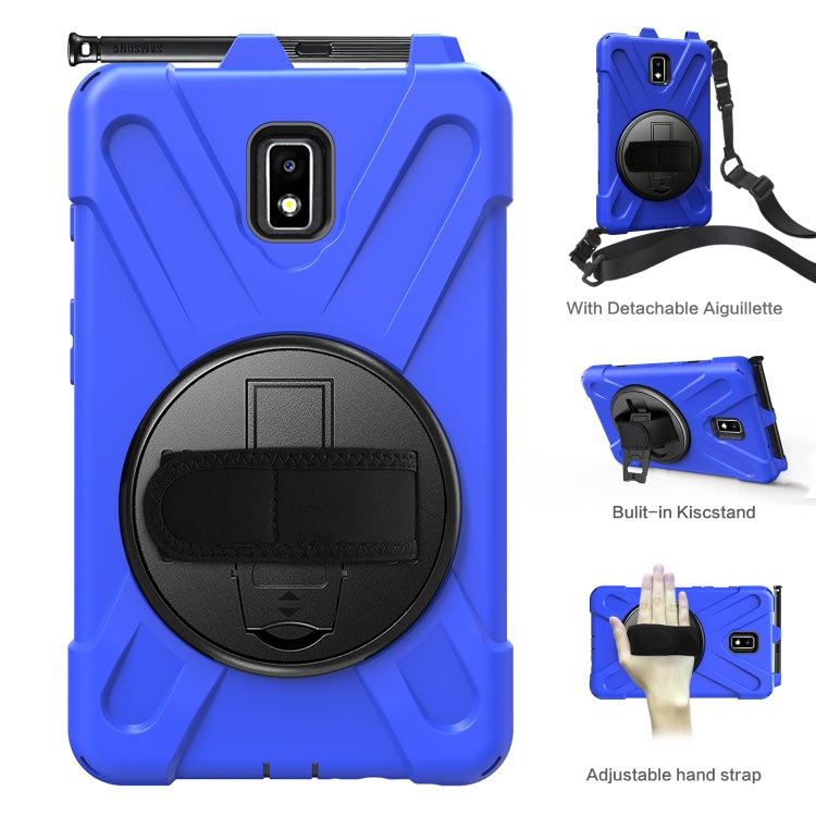 For Samsung Galaxy Tab Active 2 8.0 T390/T395/T397 Shockproof Colorful Silicone + PC Protective Case with Holder & Hand Grip Strap & Pen Slot(Blue) - Other Galaxy Tab PC by buy2fix | Online Shopping UK | buy2fix