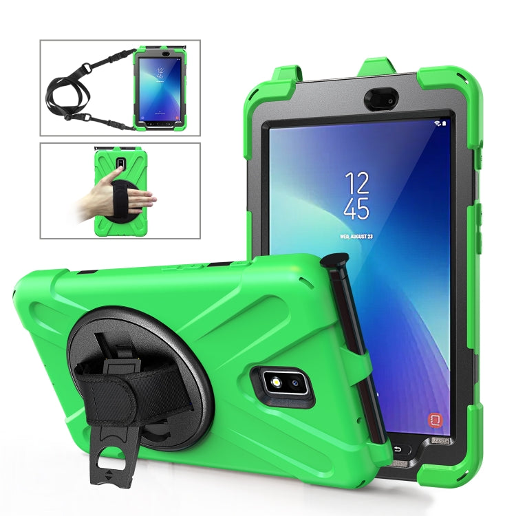 For Samsung Galaxy Tab Active 2 8.0 T390/T395/T397 Shockproof Colorful Silicone + PC Protective Case with Holder & Hand Grip Strap & Pen Slot(Green) - Other Galaxy Tab PC by buy2fix | Online Shopping UK | buy2fix