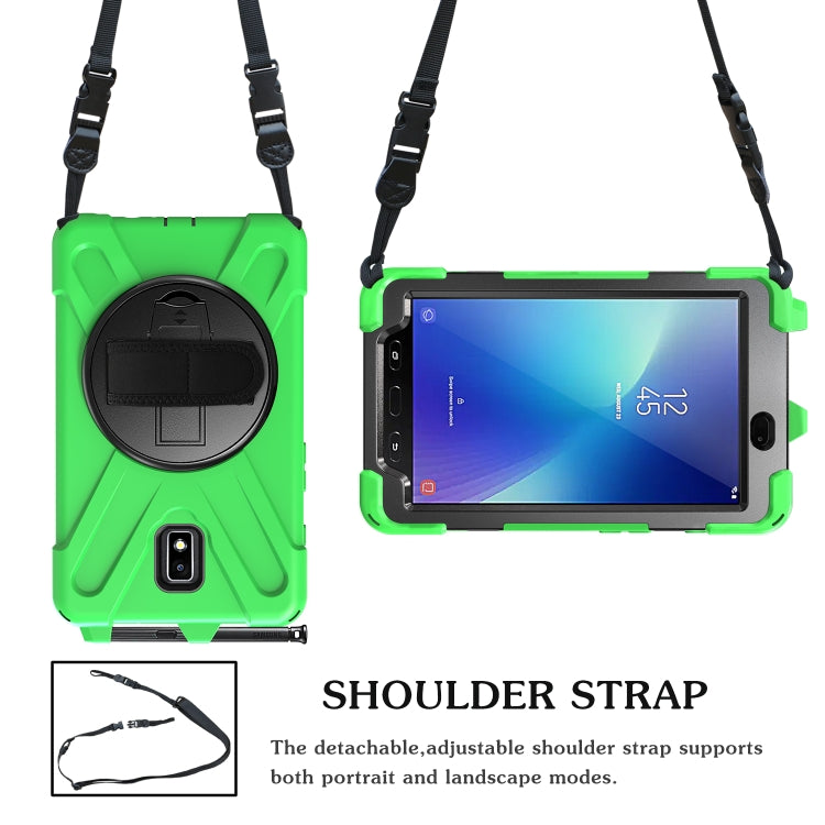 For Samsung Galaxy Tab Active 2 8.0 T390/T395/T397 Shockproof Colorful Silicone + PC Protective Case with Holder & Hand Grip Strap & Pen Slot(Green) - Other Galaxy Tab PC by buy2fix | Online Shopping UK | buy2fix