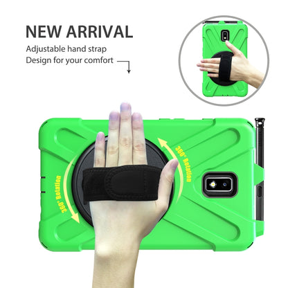 For Samsung Galaxy Tab Active 2 8.0 T390/T395/T397 Shockproof Colorful Silicone + PC Protective Case with Holder & Hand Grip Strap & Pen Slot(Green) - Other Galaxy Tab PC by buy2fix | Online Shopping UK | buy2fix
