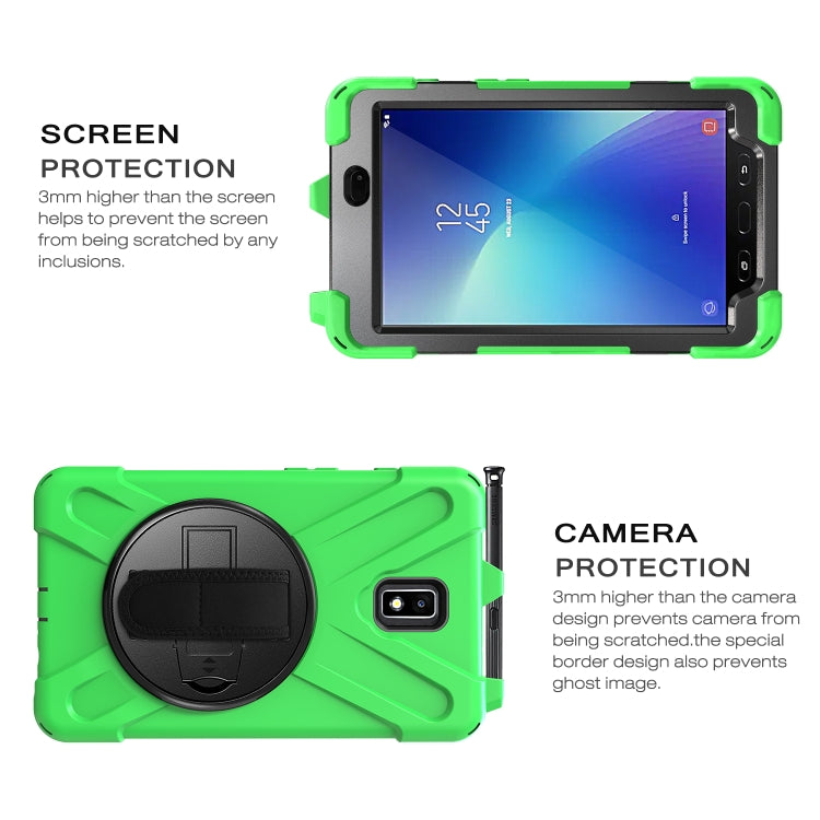 For Samsung Galaxy Tab Active 2 8.0 T390/T395/T397 Shockproof Colorful Silicone + PC Protective Case with Holder & Hand Grip Strap & Pen Slot(Green) - Other Galaxy Tab PC by buy2fix | Online Shopping UK | buy2fix