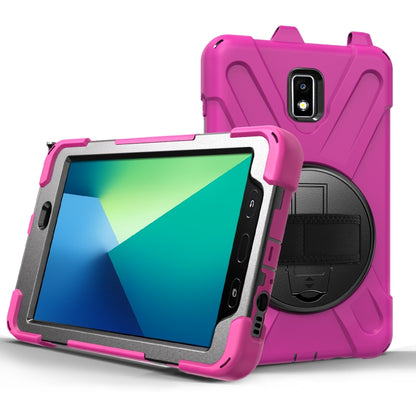 For Samsung Galaxy Tab Active 2 8.0 T390/T395/T397 Shockproof Colorful Silicone + PC Protective Case with Holder & Hand Grip Strap & Pen Slot(Rose Red) - Other Galaxy Tab PC by buy2fix | Online Shopping UK | buy2fix