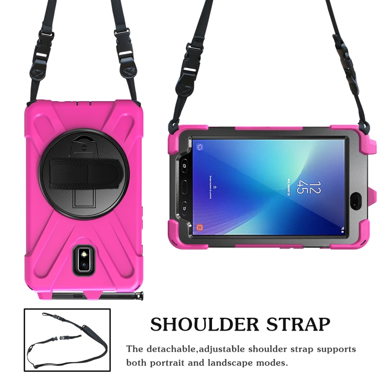 For Samsung Galaxy Tab Active 2 8.0 T390/T395/T397 Shockproof Colorful Silicone + PC Protective Case with Holder & Hand Grip Strap & Pen Slot(Rose Red) - Other Galaxy Tab PC by buy2fix | Online Shopping UK | buy2fix