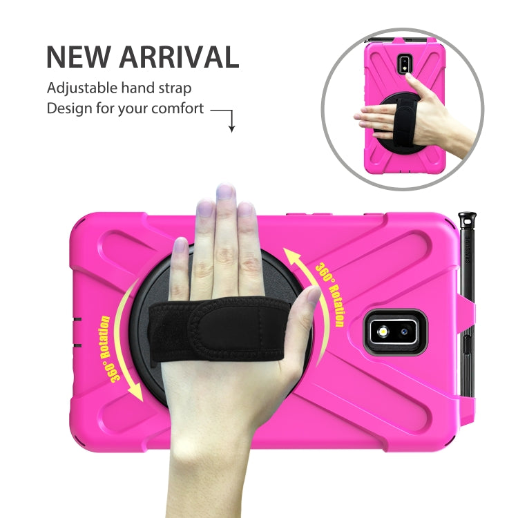 For Samsung Galaxy Tab Active 2 8.0 T390/T395/T397 Shockproof Colorful Silicone + PC Protective Case with Holder & Hand Grip Strap & Pen Slot(Rose Red) - Other Galaxy Tab PC by buy2fix | Online Shopping UK | buy2fix