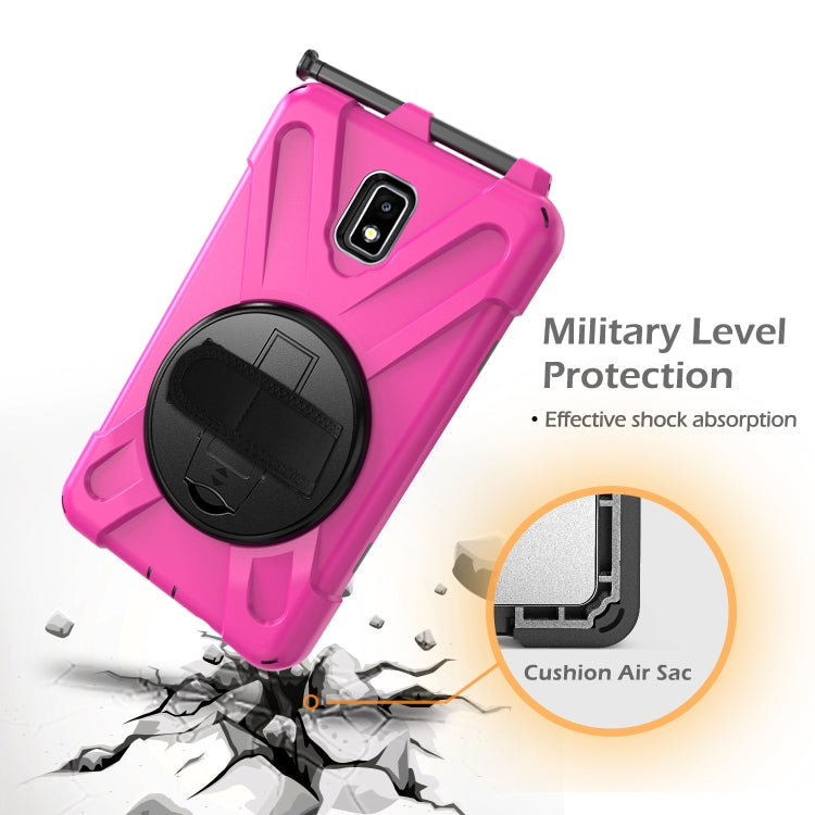 For Samsung Galaxy Tab Active 2 8.0 T390/T395/T397 Shockproof Colorful Silicone + PC Protective Case with Holder & Hand Grip Strap & Pen Slot(Rose Red) - Other Galaxy Tab PC by buy2fix | Online Shopping UK | buy2fix