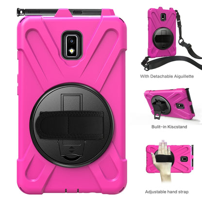 For Samsung Galaxy Tab Active 2 8.0 T390/T395/T397 Shockproof Colorful Silicone + PC Protective Case with Holder & Hand Grip Strap & Pen Slot(Rose Red) - Other Galaxy Tab PC by buy2fix | Online Shopping UK | buy2fix