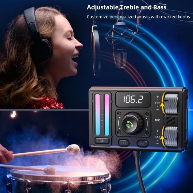 MT02 Car Bluetooth MP3 Player Bass AUX FM Transmitter Cigarette Lighter Charging(Black) - Bluetooth Car Kits by buy2fix | Online Shopping UK | buy2fix