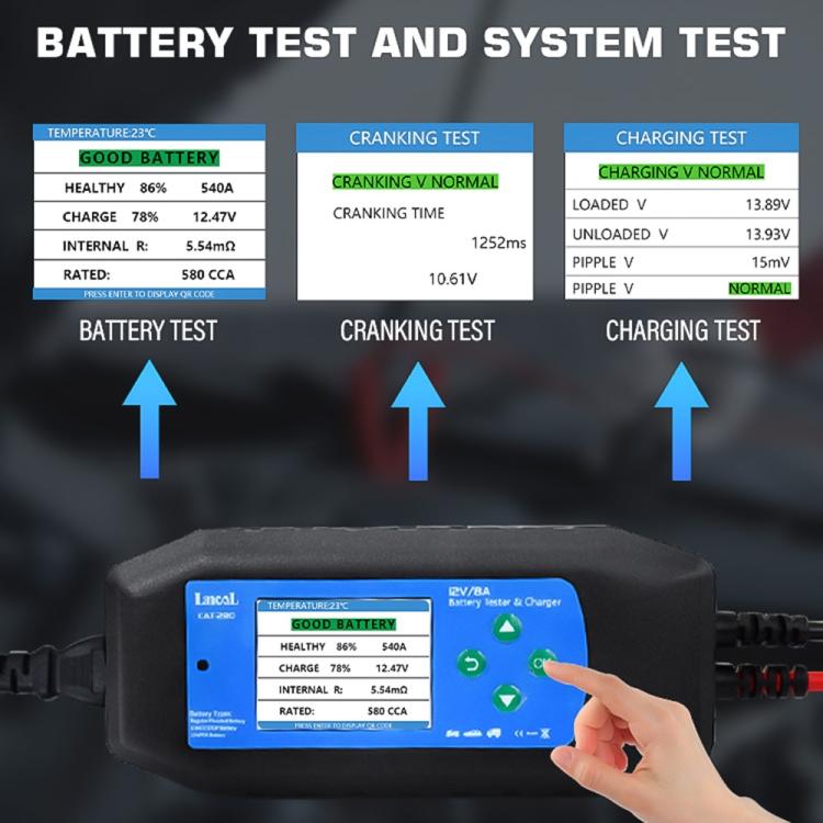 CAT-280 2 in 1 Car Battery Charger & Color Screen Battery Tester, US Plug - Electronic Test by buy2fix | Online Shopping UK | buy2fix