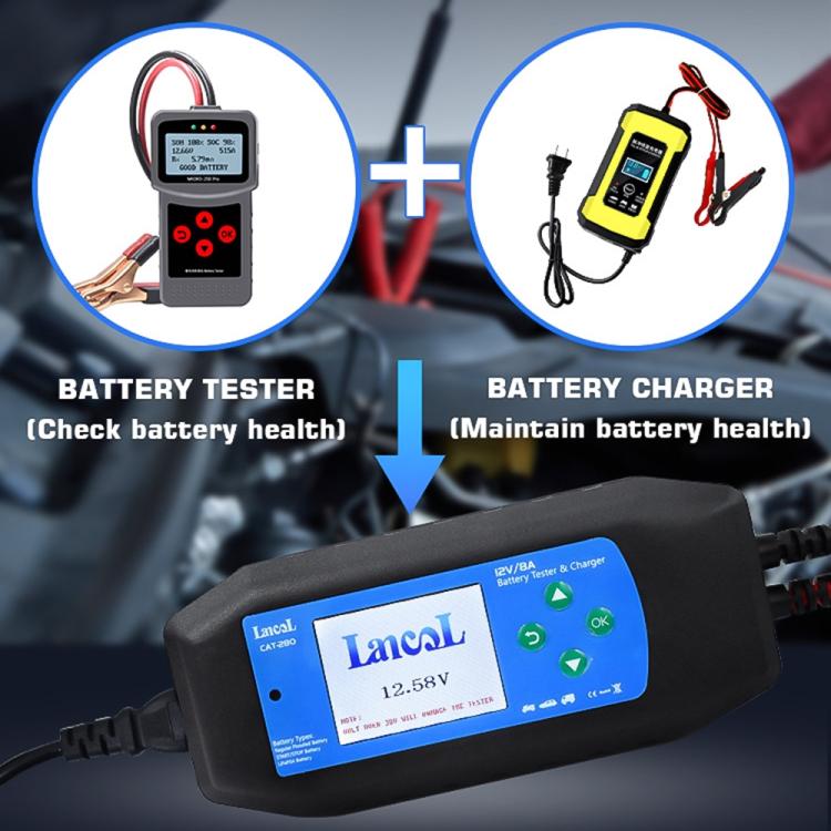 CAT-280 2 in 1 Car Battery Charger & Color Screen Battery Tester, US Plug - Electronic Test by buy2fix | Online Shopping UK | buy2fix