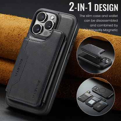 For iPhone 16 Pro Max DG.MING MAGKING-K3 Series MagSafe RFID Card Bag Detachable Phone Case(Black) - iPhone 16 Pro Max Cases by DG.MING | Online Shopping UK | buy2fix